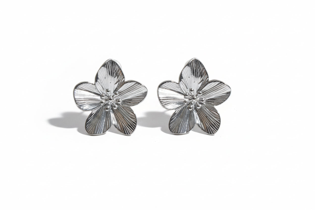 Auskarai ‘Flower Silver L’