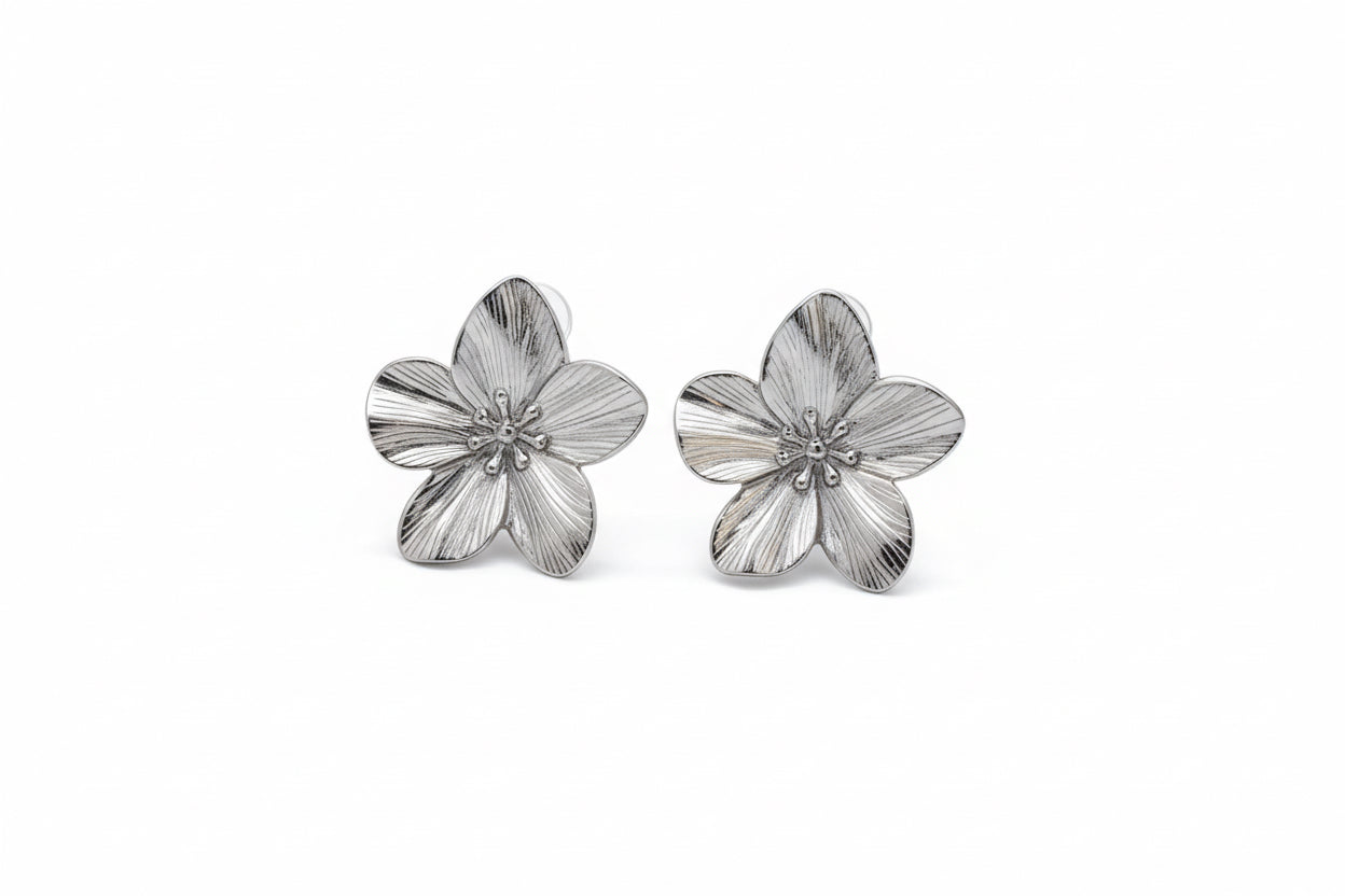Auskarai ‘Flowers Silver M’
